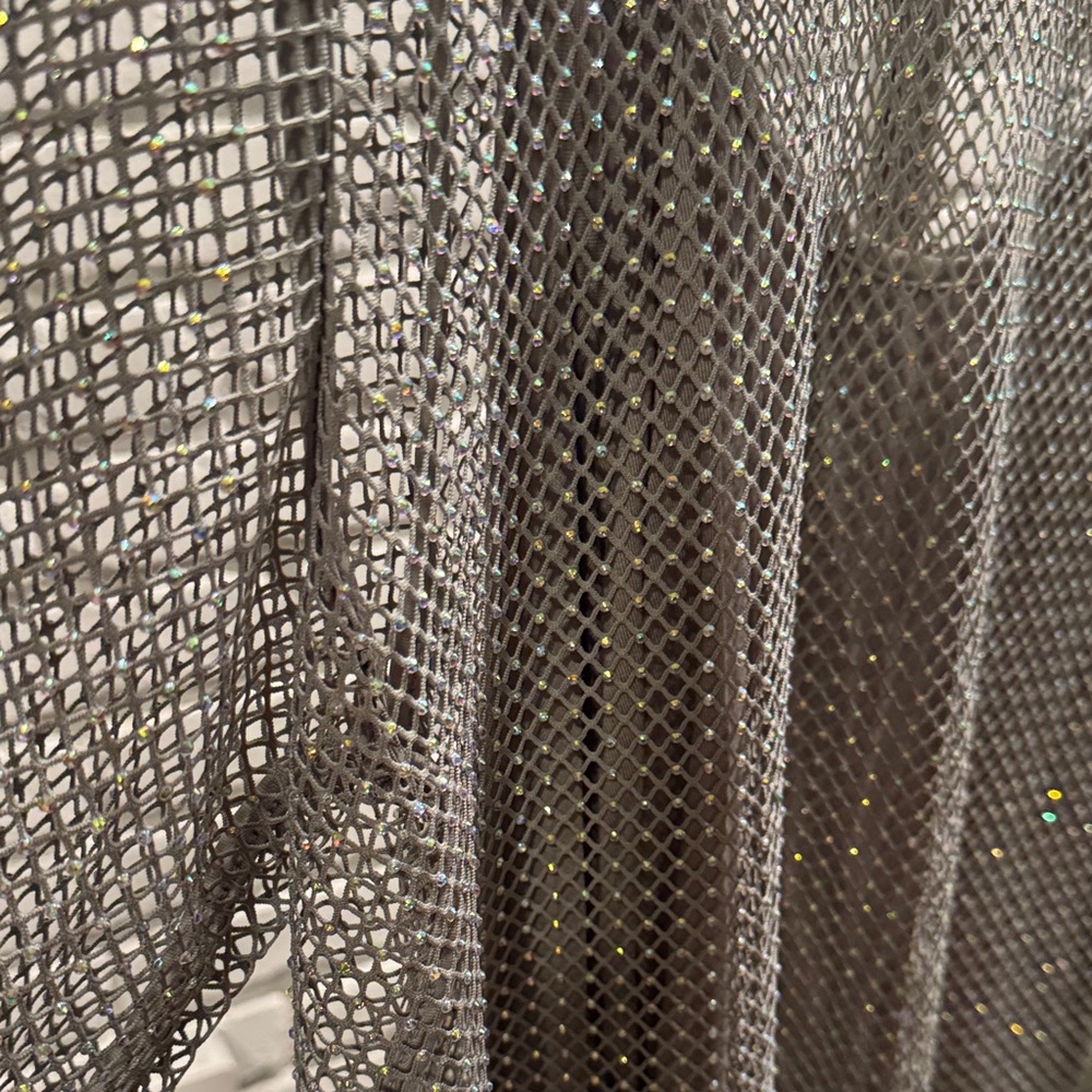 Anthropologie/ Sunday in Brooklyn Silver Beaded Fishnet Top - Picture 3 of 5